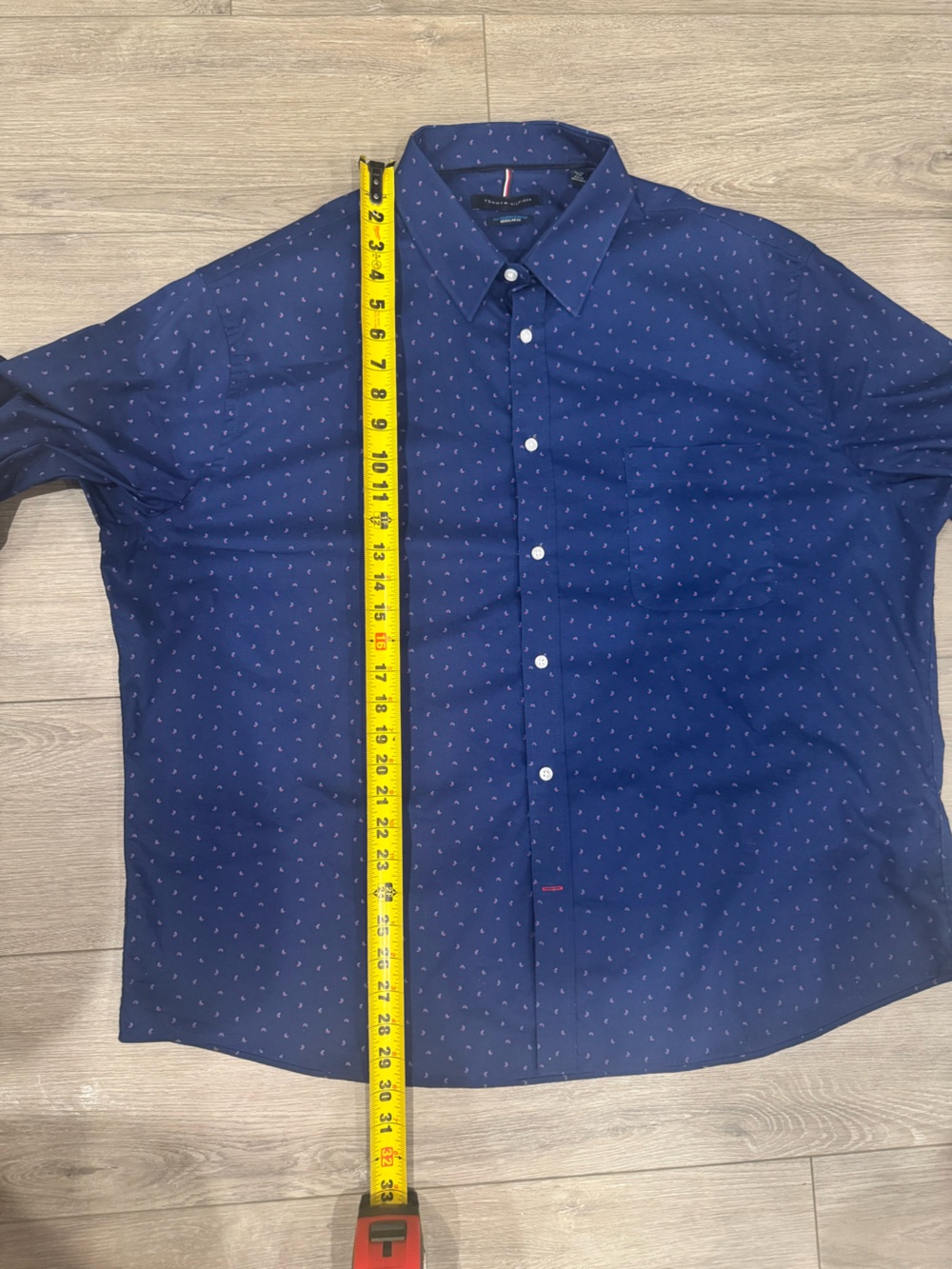 Tommy Hilfiger Men's Blue Geometric Cotton Long Sleeve Button-Up Shirt 2XL - Picture 5 of 6